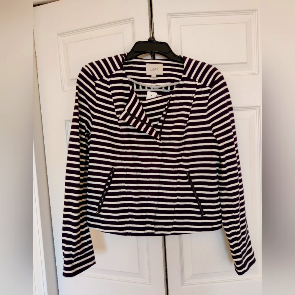 LOFT Navy Striped Light Jacket